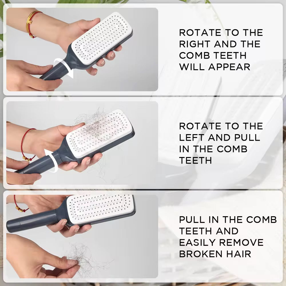 Self Cleaning Retractable Hair Brush